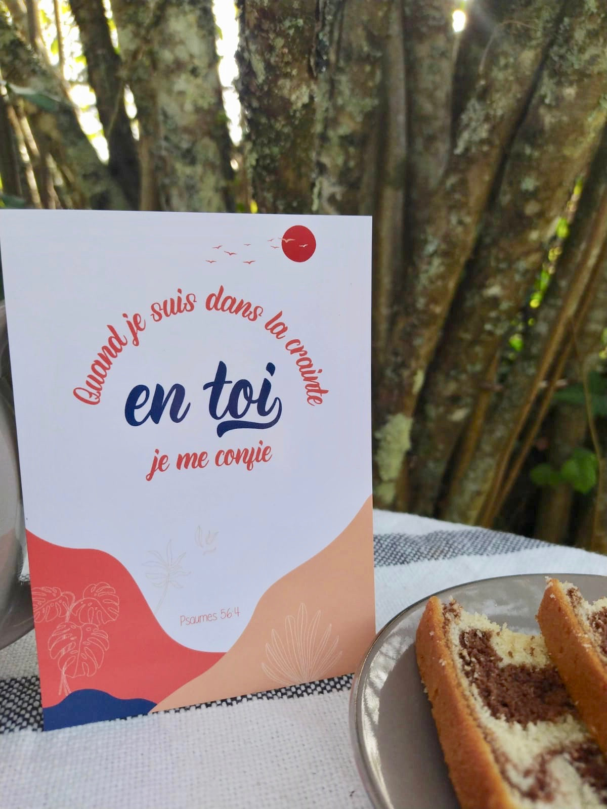 Carte postale psaume 56.4 Quand je suis dans la crainte en toi je me confie
