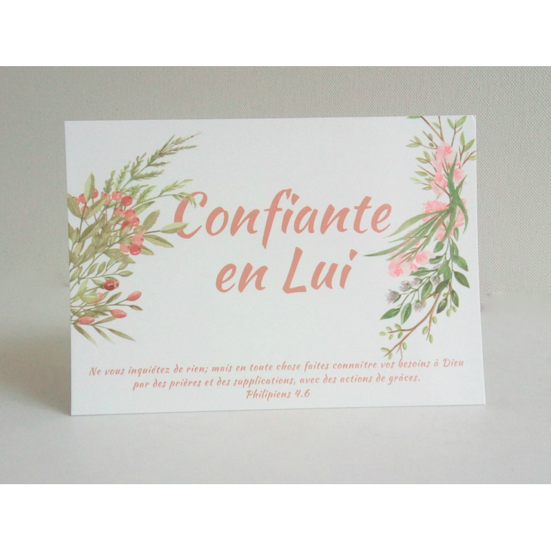 Carte confiante en Lui avec le verset Philippiens 4.6