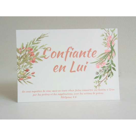 Carte confiante en Lui avec le verset Philippiens 4.6