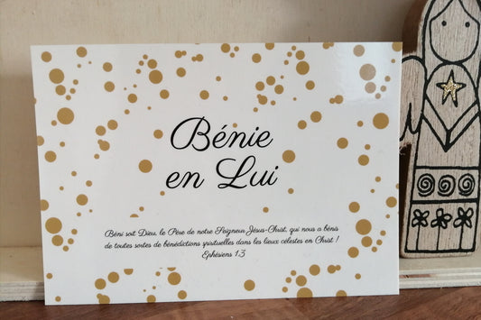 Carte Bénie en Lui Elle Croit avec le verset d'Éphésiens 1.3